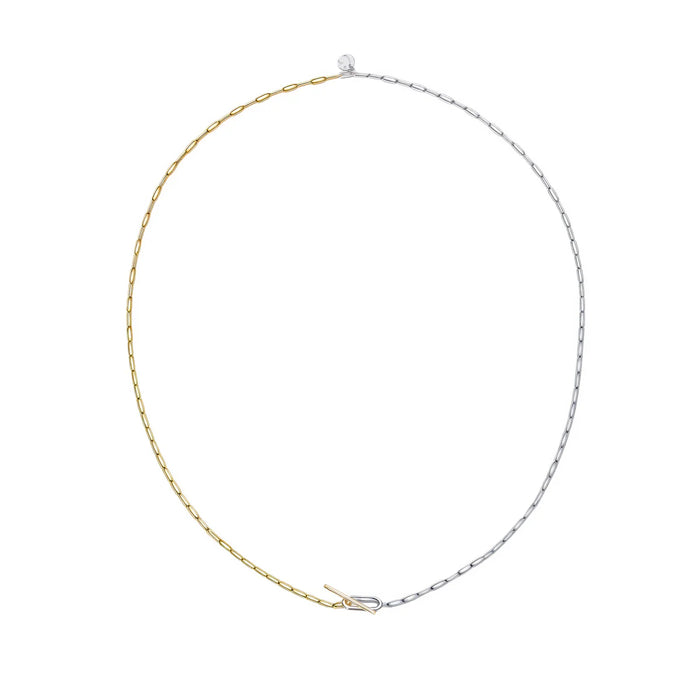 Two Tone Paperclip Toggle Necklace