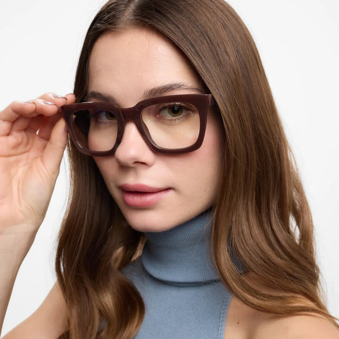 Max Glossy Cocoa Brown Blue light Glasses