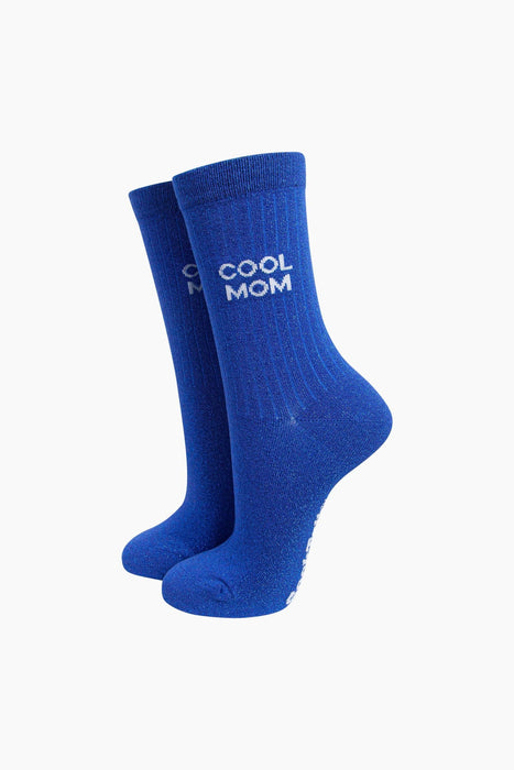 Cool Mom Combed Cotton Glitter Socks in Royal Blue