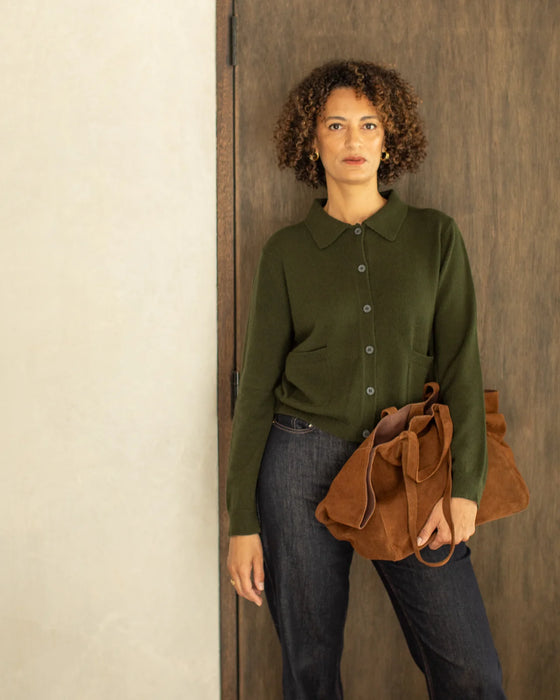 Chalk Eden Cardigan / Dark Olive