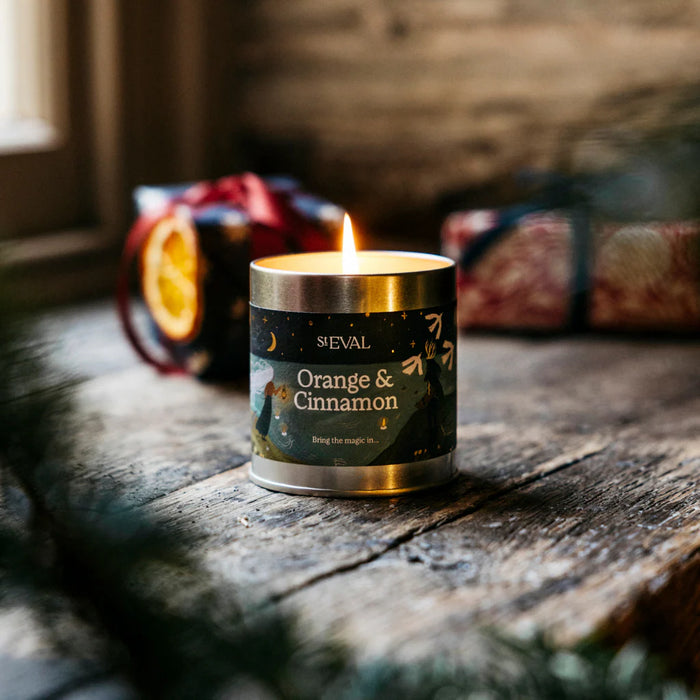 Orange & Cinnamon, Scented Christmas Tin Candle