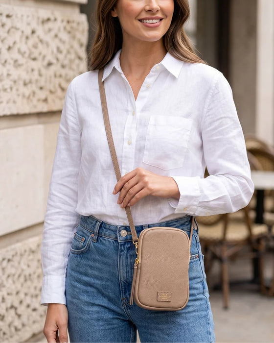 Elie Beaumont Leather Phone Bag - Mink