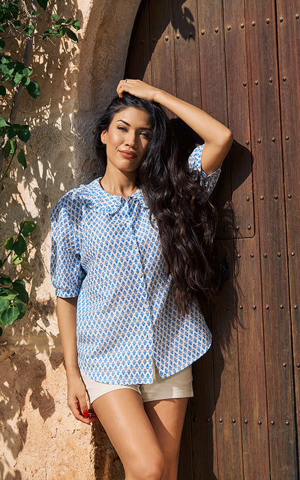 Luella Short Sleeve Blouse with Collar