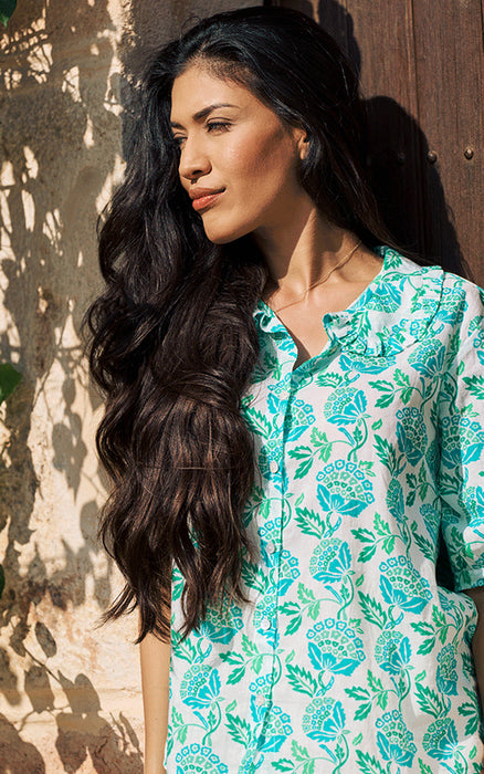 Luella Short Sleeve Blouse with Collar