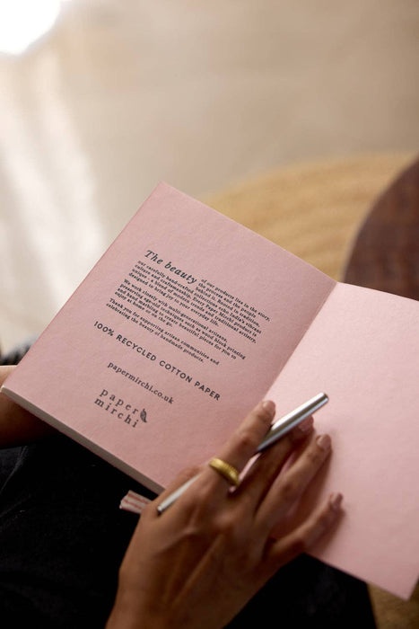 Block Printed Ruled Notebook (A5) - Ditsy Floral Blush