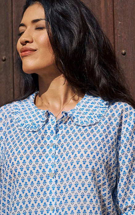 Luella Short Sleeve Blouse with Collar