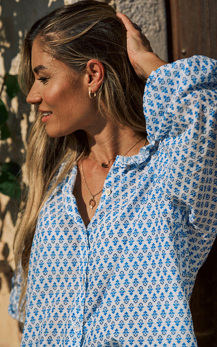 Luella Long Sleeve Blouse with Ruffle Collar