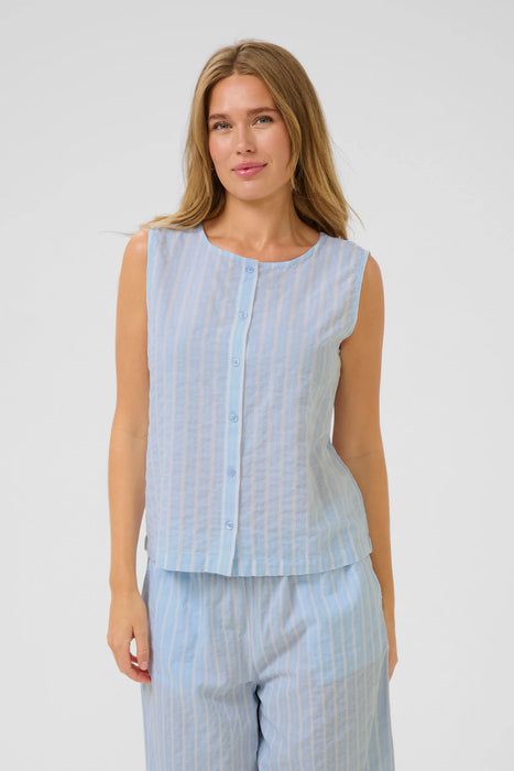 Kaffe- Kasara Blue & White Striped Reversible Blouse