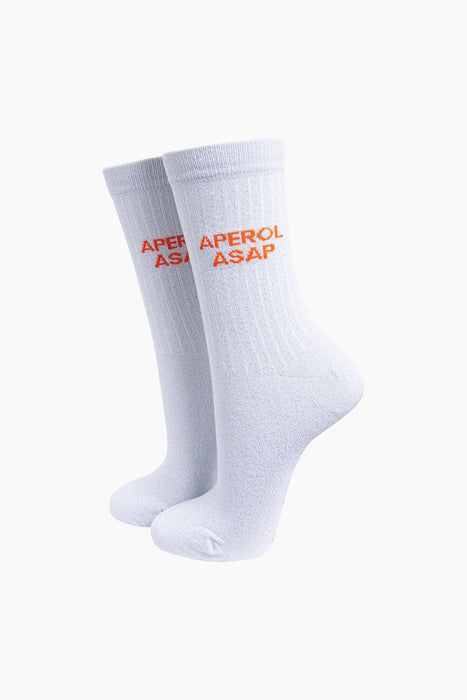 Aperol ASAP Combed Cotton Glitter Socks in White