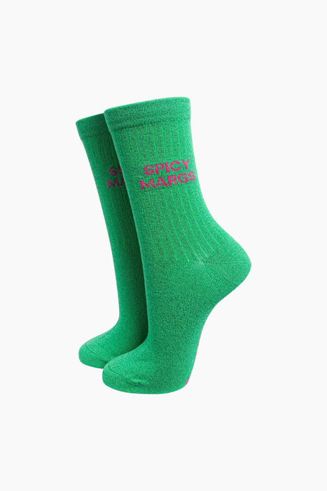 Spicy Margs Combed Cotton Glitter Socks in Green