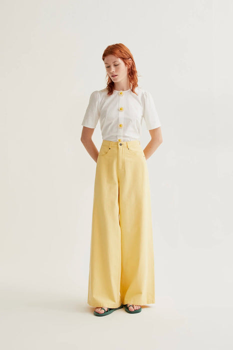 White Shirt with Floral Buttons