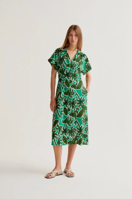 Palm Tree Print Midi Dress