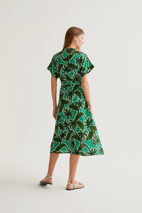 Palm Tree Print Midi Dress