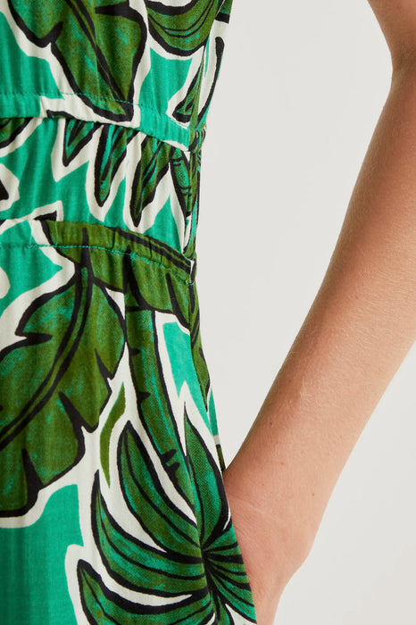 Palm Tree Print Midi Dress