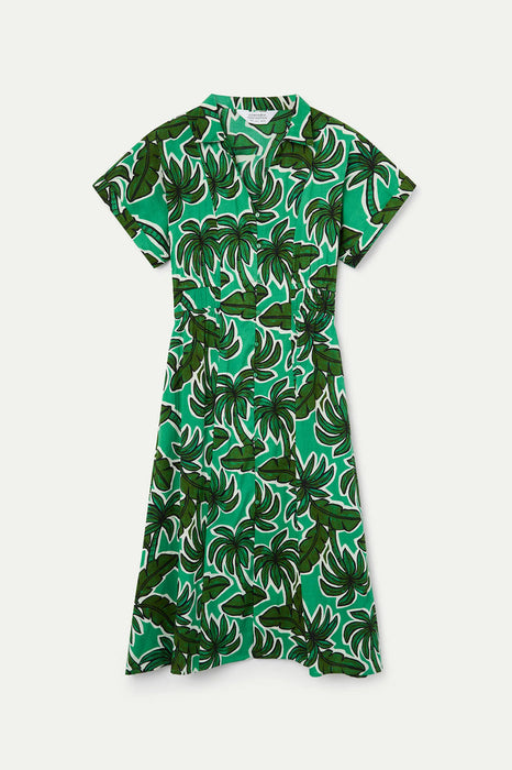Palm Tree Print Midi Dress