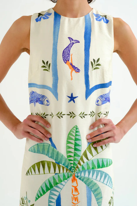 Compania Fantastica Palm and Mermaid Print Dress