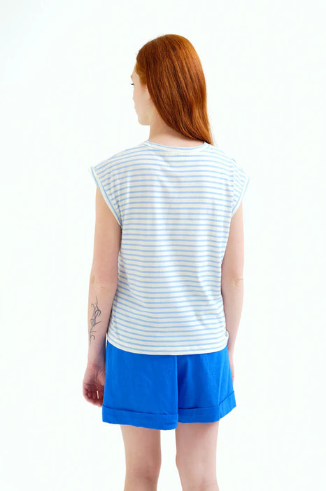 Compania Fantastica White & Blue Stripe T-shirt