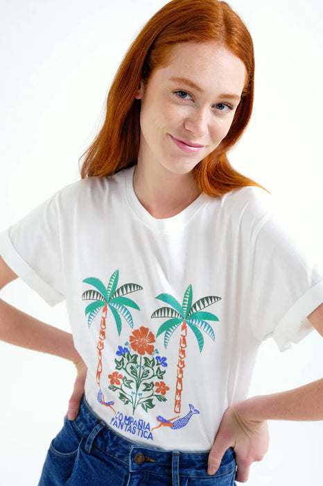 Compania Fantastica Palm and Mermaid Print T-shirt