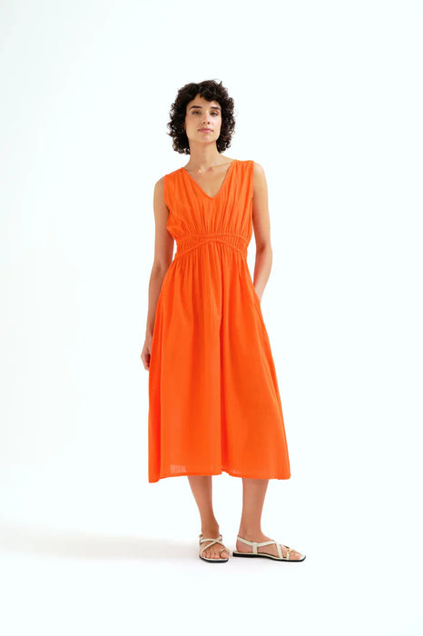 Compania Fantastica 100% Cotton Orange Midi Dress