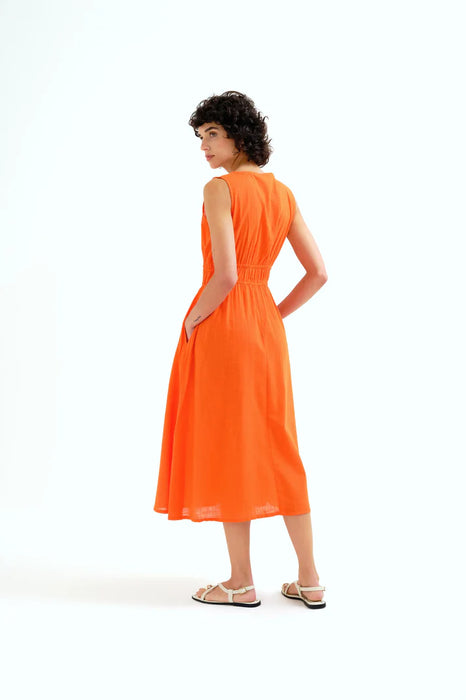 Compania Fantastica 100% Cotton Orange Midi Dress