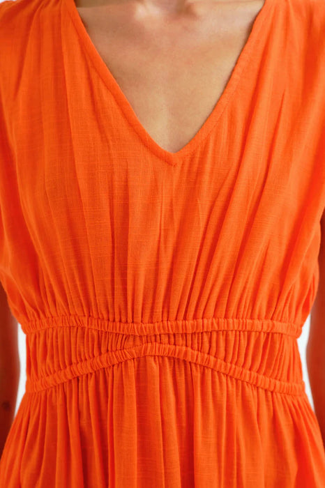 Compania Fantastica 100% Cotton Orange Midi Dress