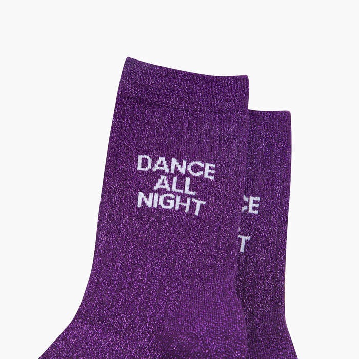 Dance All Night Combed Cotton Glitter Socks in Purple
