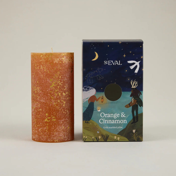 Orange & Cinnamon, Gold Marbled Pillar