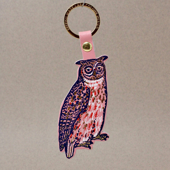 Nocturnal Owl | Leather Key Ring | Gold Plated