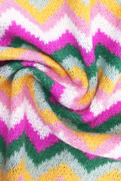 Bright Chevron Print Knitted Wool Scarf