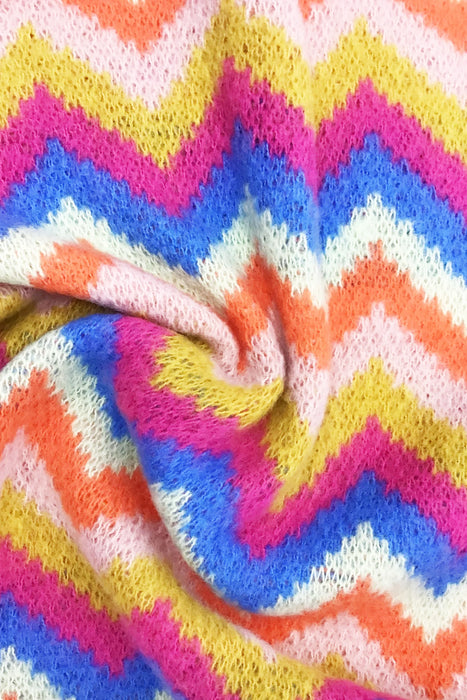 Bright Chevron Print Knitted Wool Scarf