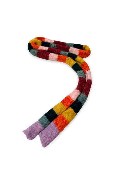 Multi-Colour Striped Knit Skinny Scarf