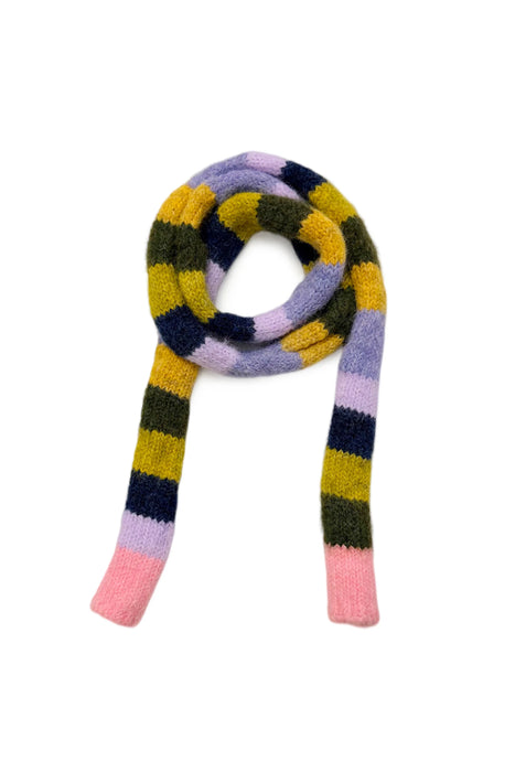 Multi-Colour Striped Knit Skinny Scarf