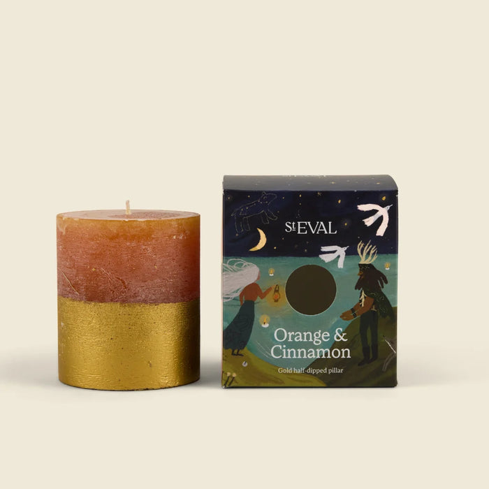 Orange & Cinnamon Gold-Dipped Pillar Candle