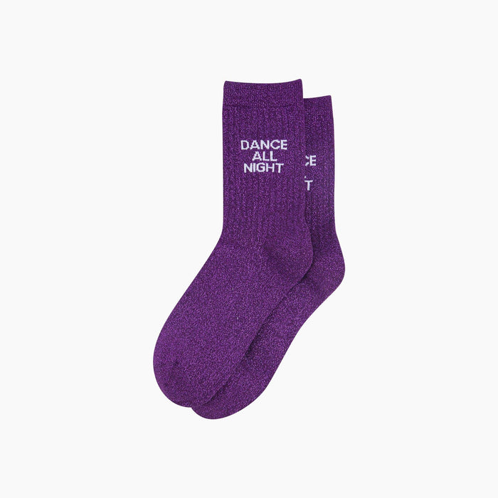 Dance All Night Combed Cotton Glitter Socks in Purple