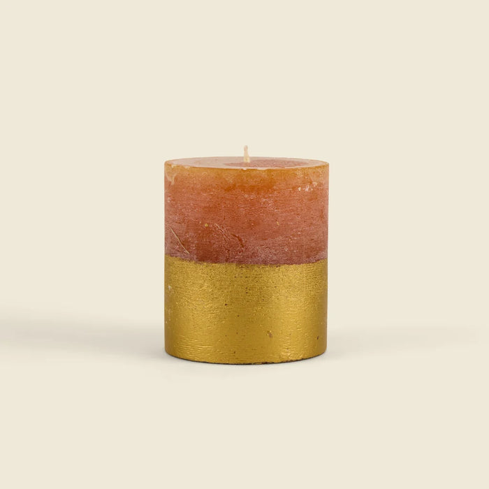 Orange & Cinnamon Gold-Dipped Pillar Candle