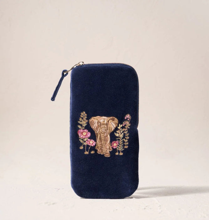 Botanical Elephant Velvet Glasses Case
