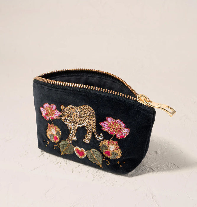 Celestial Leopard Velvet Coin Purse