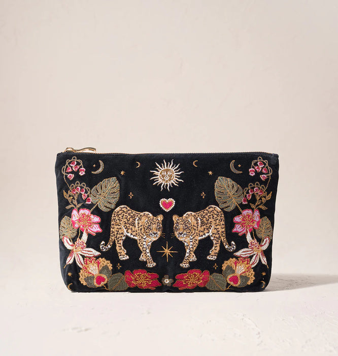 Celestial Leopard Velvet Everyday Pouch