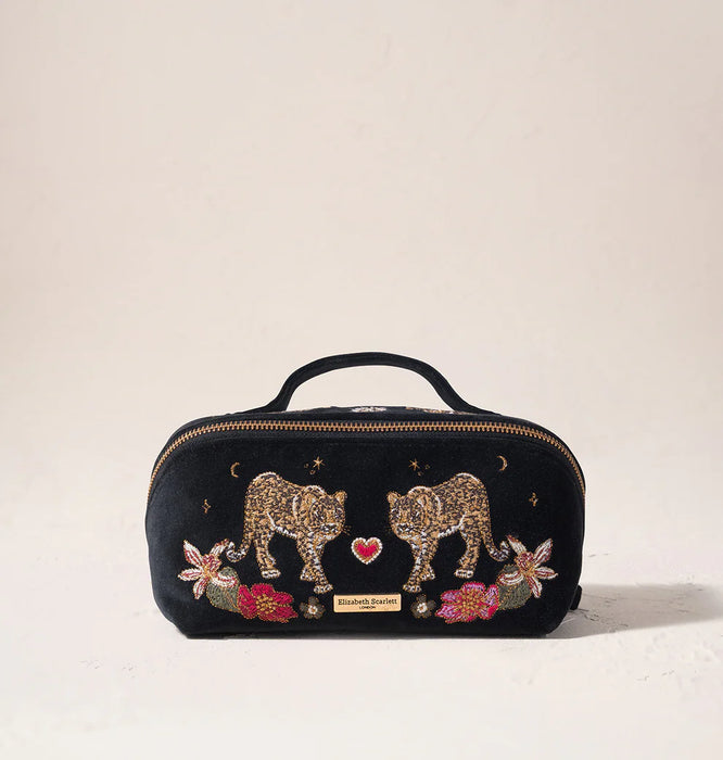 Celestial Leopard Velvet Open Flat Makeup Bag