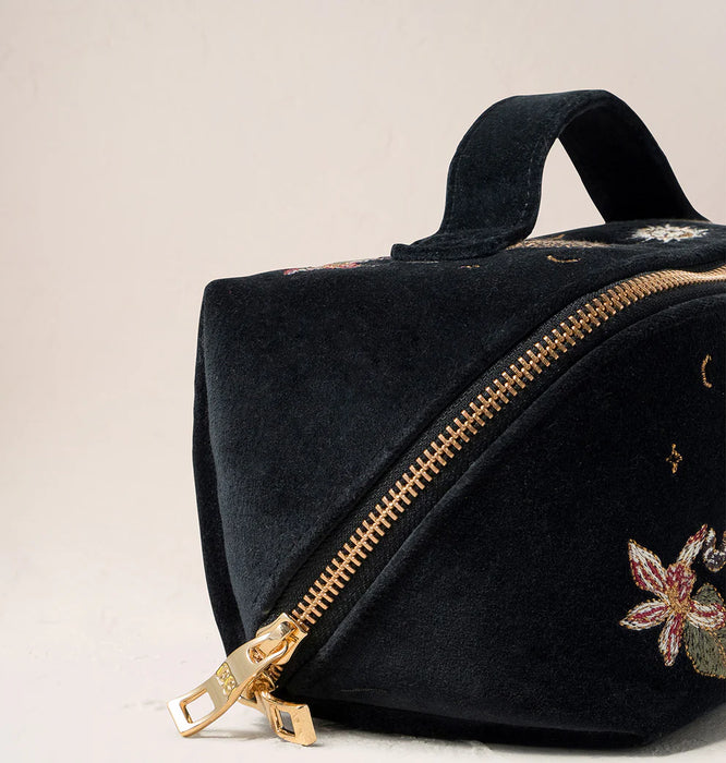 Celestial Leopard Velvet Open Flat Makeup Bag