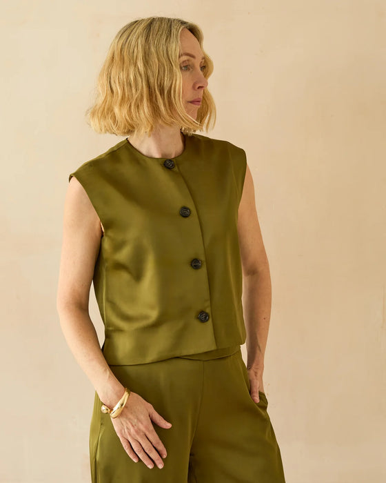 Chalk Sally Waistcoat | Avocado