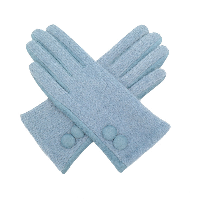 Denim Buttoned Gloves