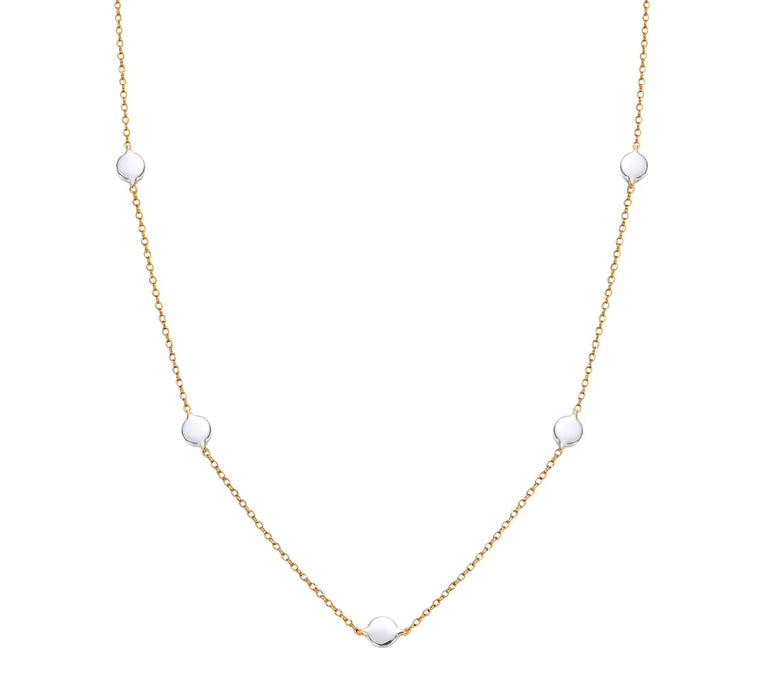 Two Tone Silver Disc Charm Necklace
