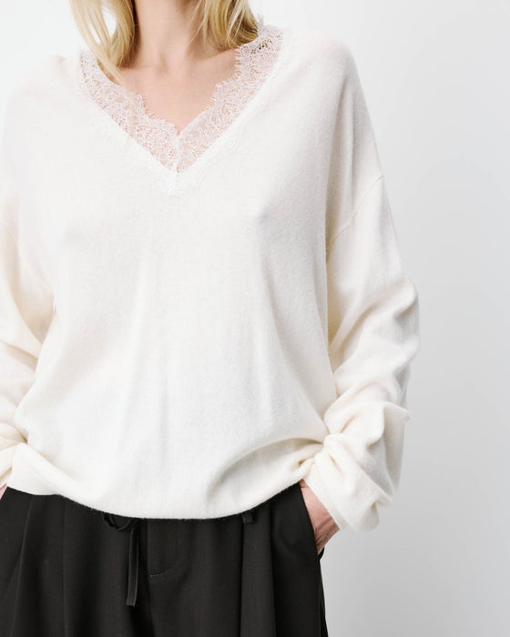 Grace & Mila Lace V-Neck Sweater
