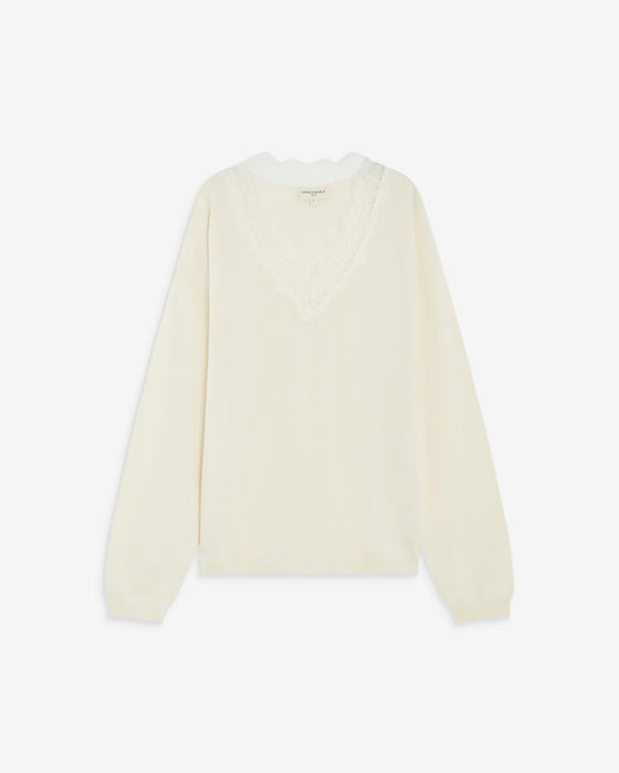 Grace & Mila Lace V-Neck Sweater