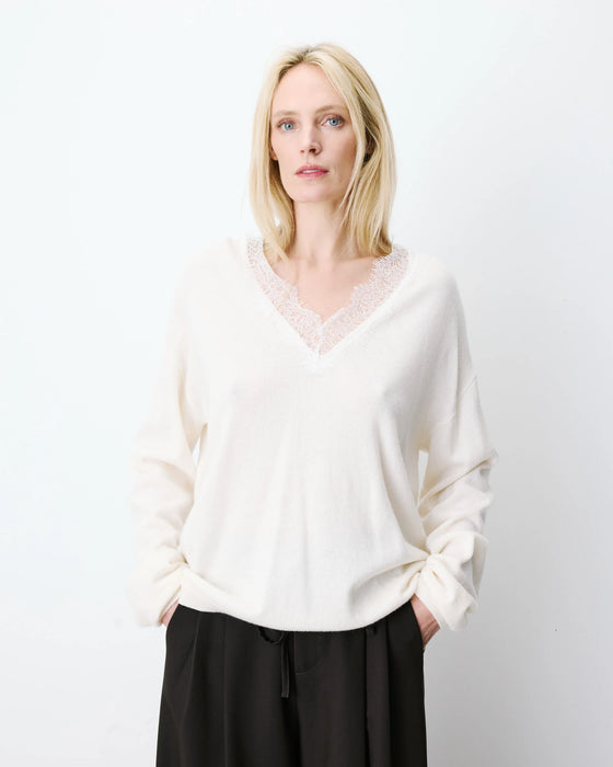 Grace & Mila Lace V-Neck Sweater