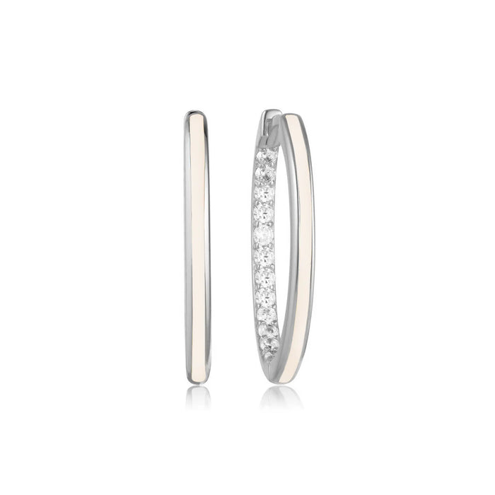 Large Nude Enamel Hoop Earrings