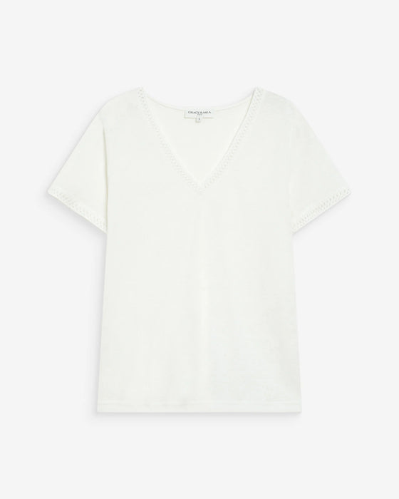 Grace & Mila V-Neck Willem Short Sleeve Top