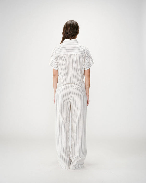 Grace & Mila Short Sleeve Wendee Stripe Shirt with Tie