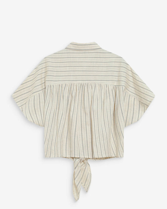 Grace & Mila Short Sleeve Wendee Stripe Shirt with Tie
